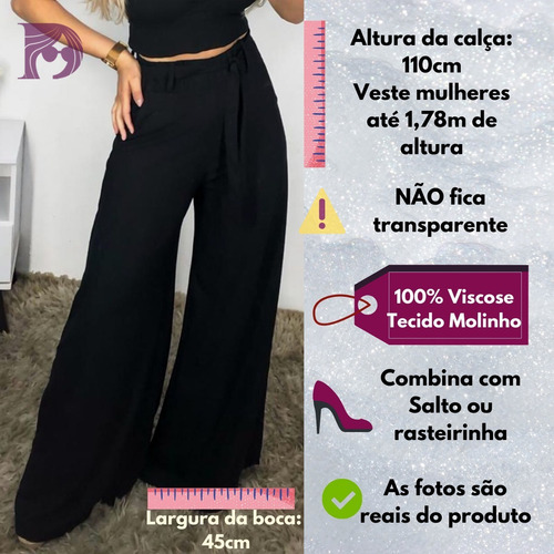 Imagem 4 de 8 de Pantalona De Elástico Tecido Viscose Com Forro E Bolso