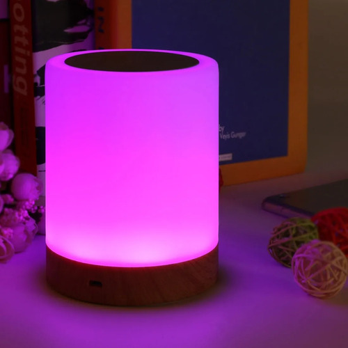 Lámpara De Mesita De Noche Táctil Rgb, Recargable Por Usb,