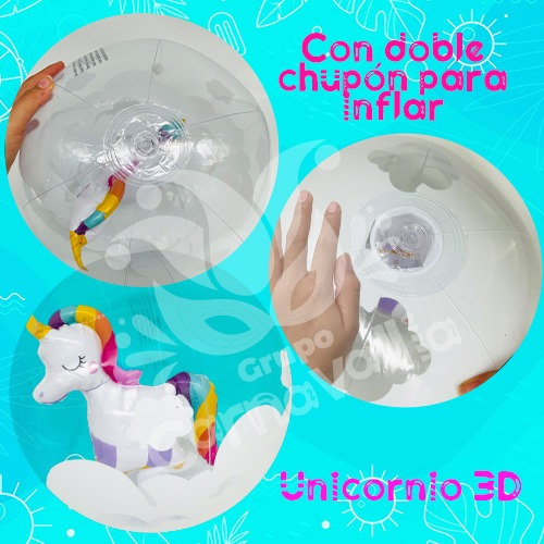Pelota Inflable Playa Alberca Unicornio Verano Juego Acuatic