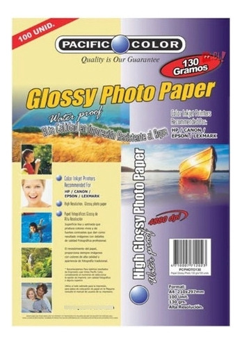 100 Hojas Papel Fotográfico Glossy 130grs A4 - Ps