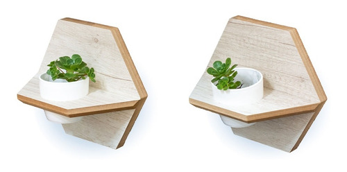 Imagen 2 de 7 de Hexágono Porta Maceta X2 Decoración Escandinavo Nordico