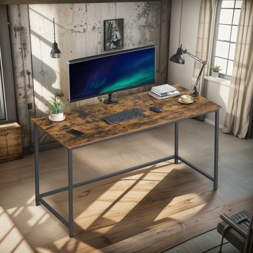 Escritorio Para Computadora Industrial Marrón 60 X 140 X 75