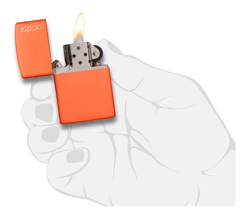 Imagem 2 de 3 de Isqueiro Zippo 231zl Classic Logo Laranja Original C/ Fluido