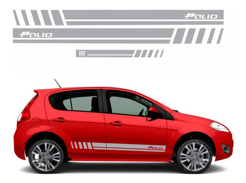 Kit Adesivo Lateral Compatível Palio Tuning- Palio Prata 377 Cor FIAT PALIO - PRATA