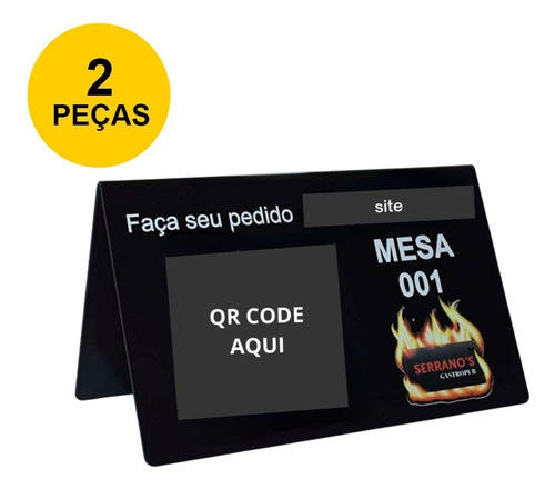 Display Mesa Restaurante, Qr Code, Numeração - Kit 2 Peças