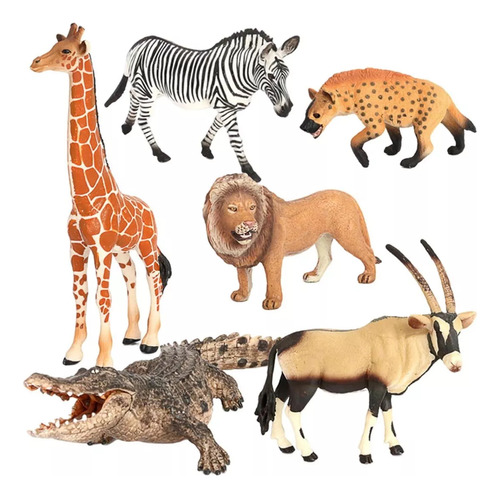 Juego De 6 Animales De Safari Con Forma De Jirafa, Cebra Y L