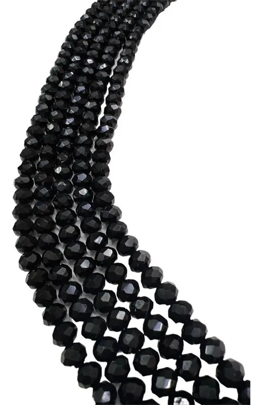 5 Fios De Cristal Achatado Facetado Chinês 8mm Comprimento 37 Cm Cor Preto Diâmetro 8 Mm