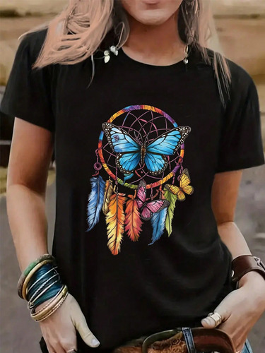 Camiseta Con Estampado De Mariposas Atrapasueños