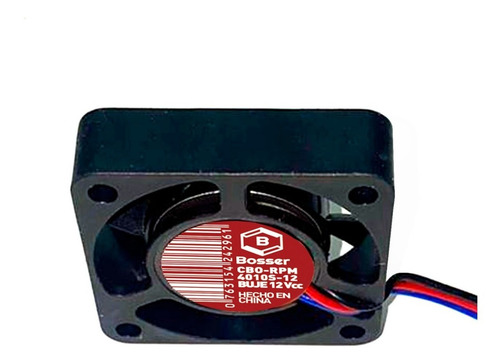 Turbina Cooler Bosser 12v 40x10 Mm Buje Rpm Jst + Reja Metal Led Negro