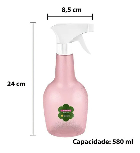 Imagem 4 de 6 de Kit 2 Frasco Pulverizador Borrifador 580ml Sanremo P Limpeza
