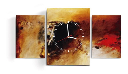 Cuadro Reloj Triptico Abstracto Moderno Arte Decoración