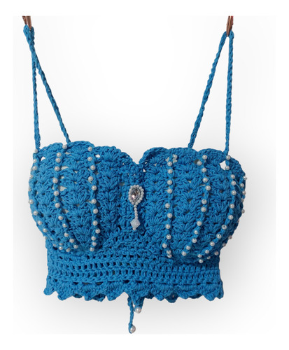 Top Sirena Tejido Crochet Artesanal Shell Concha De Mar