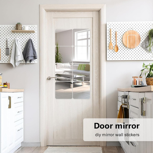 AmasSmile Paquete 6 espejos pared longitud completa, Hogar Decorativos Inastillable espejo acrílicos 25cm, láminas de espejo plástico flexible inastillables para dormitorio, hogar, puerta de gimnasio