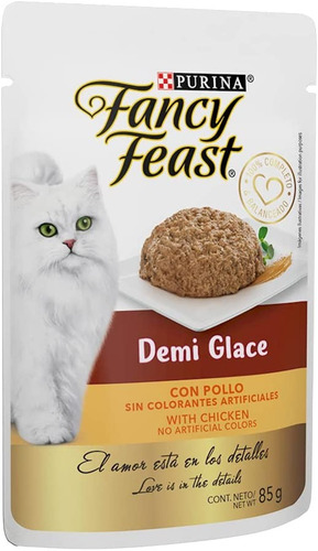Imagen 3 de 3 de Sobre Comida Gato Purina Fancy Feast Demi Glace Pollo 85gr