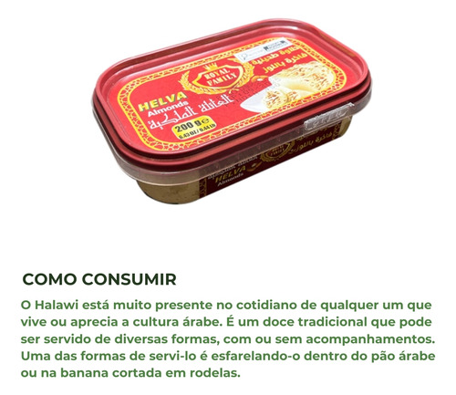 Halawi Com Amêndoas 200g Doce Tradicional Árabe Mutlu Aile