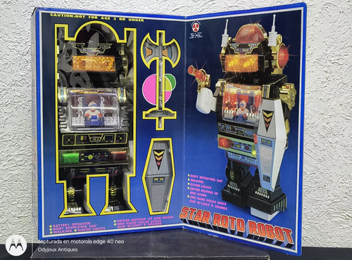 Star Roto Robot Vintage 1985 En Caja Tipo Saturno Funciona Star Roto Robot Negro Colores (Usado)