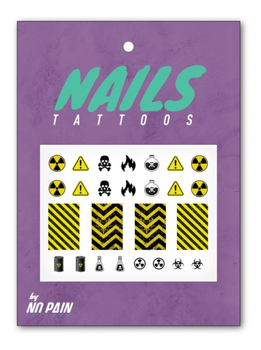 Imagen 1 de 2 de Nails Tattoos Tatuajes Para Uñas Sticker Danger Halloween