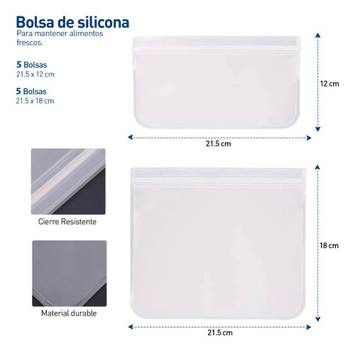 Bolsas Almacenamiento Reutilizables Para Alimentos 100 Pzs