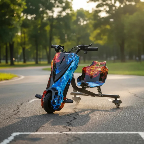 Patinete Elétrico 3 Rodas Triciclo Infantil Drift 350w 65kg Cor Fogo E Água