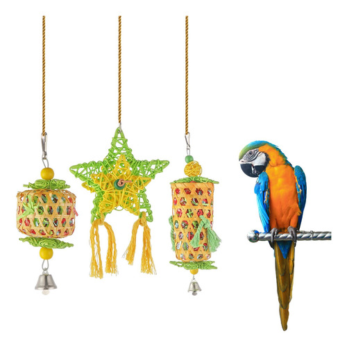 3 Uds Loro Juguetes Jaula Morder Pájaro Masticar Juguete