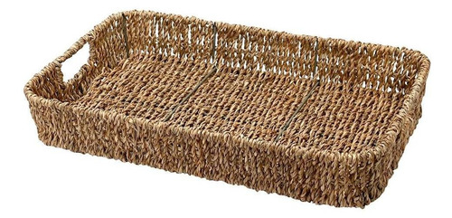 Bandeja Retangular Em Rattan Natural 25x40cm Mimo Style