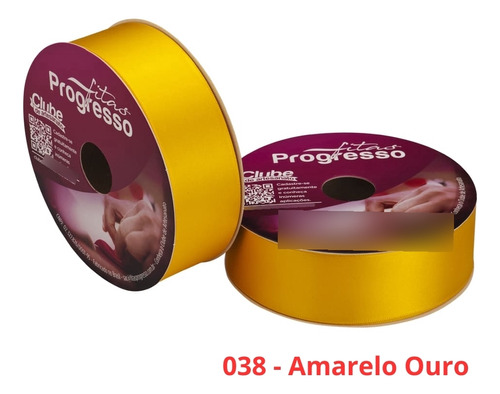 Fita Cetim Nº 9 38 Mm 50 Metros Progresso Varias Cores Cor 038 - Amarelo Ouro