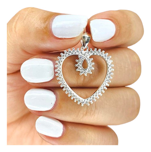 Dije Corazon Blanco Ideal Regalo San Valentin Plata D 667