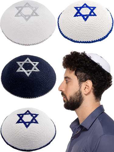 Kippah Holyudaica, 17cm, Star Of David, X 4 Units Aa