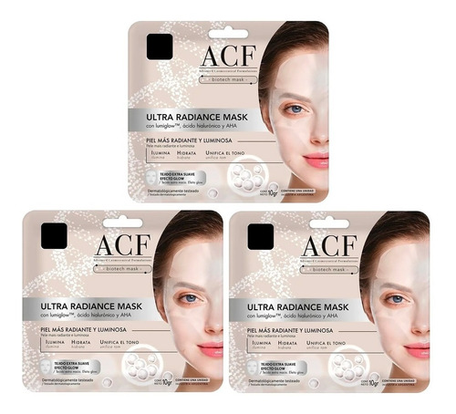 Acf Ultra Radiance Mask Mascara Facial Acido Hialuronico X 3