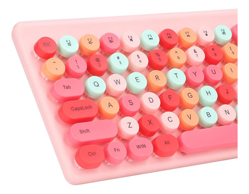 Set Teclado Y Mouse Inalámbrico Ergonómico Rosado