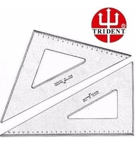 Esquadro De Acrílico Par Com Escala Tridente 32 Cm 