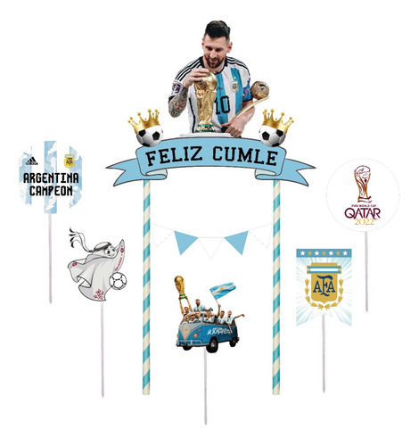 Topper Cupcake Muffins Argentina Campeon X12u - Pinchos