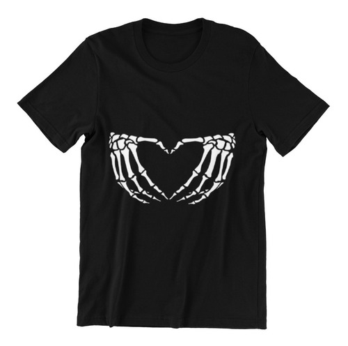 Polera Unisex Calavera Corazon Rock Esqueleto Algodon