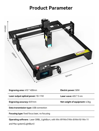 Máquina Laser Atomstack A10 Pro 50w Graba Y Corta Calidad G.