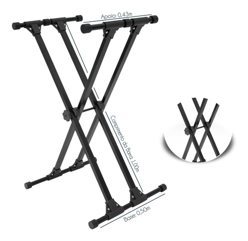Imagem 3 de 7 de Suporte Pedestal Estante Em X Profissional Teclado E Dj 40kg