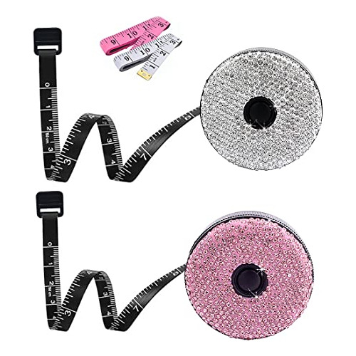 Bling Soft Measuring Tape Inch Tape, Push Button Retrac...