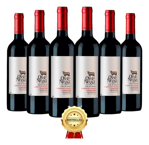 Pack 6x Vino Oveja Negra Reserva Cab. Franc/ Carmenere750 Ml