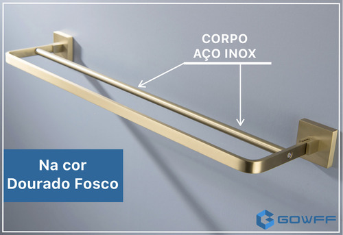 Kit Acessório Quadrado Aço Inox Dourado Fosco Banh. 4 Peças