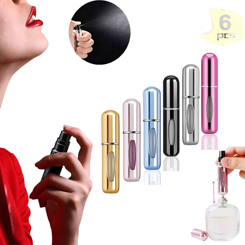 Atomizador Perfume 6 Pz 5ml Recargable Portátil Viaje Spray