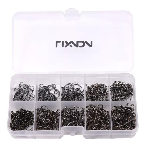 Kit Anzol Aço Carbono 600 Unid. + Caixa + 1kg Chumbadas