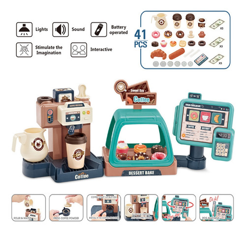 Xd 41pcs Juego De Cocina Infantil Mini Cafetera Donut For