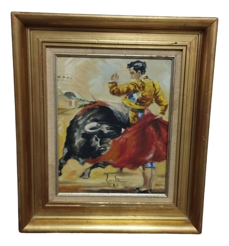 Cuadro Taurino Al Óleo Mide 40cm X 34cm Torero Toro