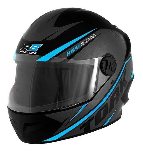 Capacete para moto  integral Pro Tork New Liberty  R8  preto e azul-claro r8 tamanho 56 