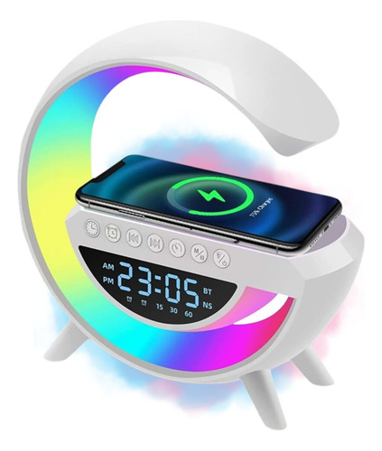 Caixa De Som Bluetooth Luminária Rgb Carregador Indução G