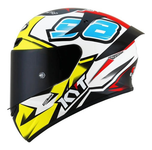 Capacete Kyt Tt Course 98 Bomb Estilo Esportivo Completo Cor Branco/Azul/Amarelo/Vermelho Tamanho do capacete 56/S