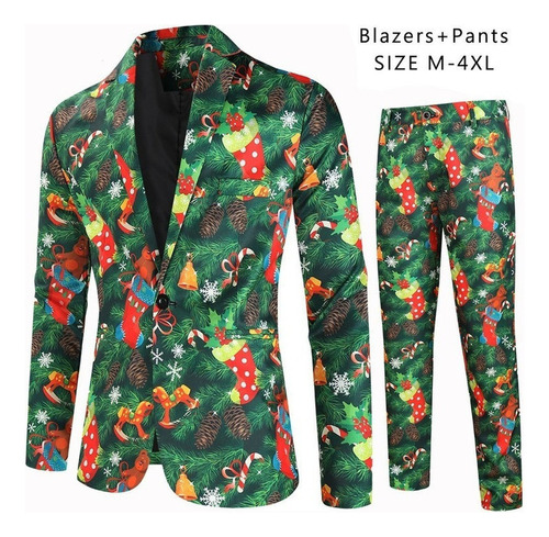 . Chaqueta Y Pantalones Slim Fit Con Estampado Navideño