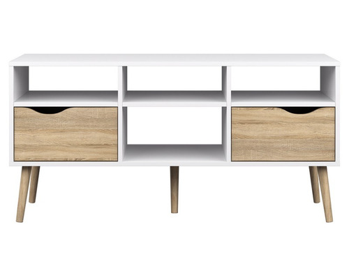Imagen 2 de 6 de Mesa Para Tv Modelo Kiel 2 - Roble Sonoma Y Blanco Këssa Mue