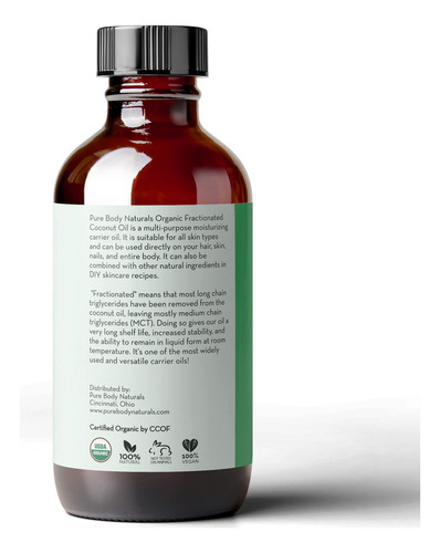 Fractionated Coconut Oil For Hair And Skin, 100% Natural And