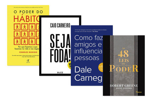 Kit O Poder Do Hábito + Seja Foda! + Como Fazer Amigos E Influenciar Pessoas + As 48 Leis Do Poder - Capa Dura