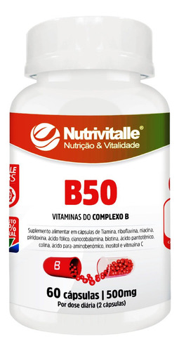 B 50 Nutrivitalle 60 Cápsulas Vitaminas Do Complexo B Sabor Sem sabor